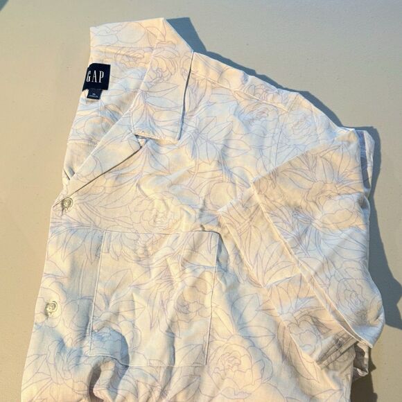 Gap Men's Short Sleeve Button-Up Linen Shirt Size XL Purple - Picture 10 of 11